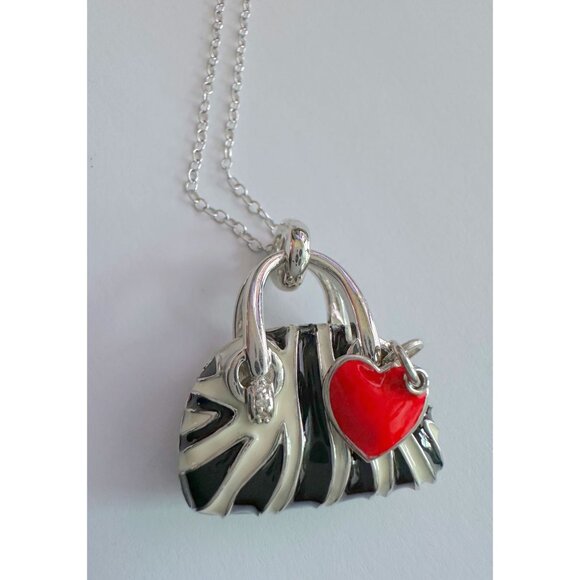 Love My Bag! Zebra Print Handbag with Heart Charm Necklace - Cute! - Picture 8 of 10